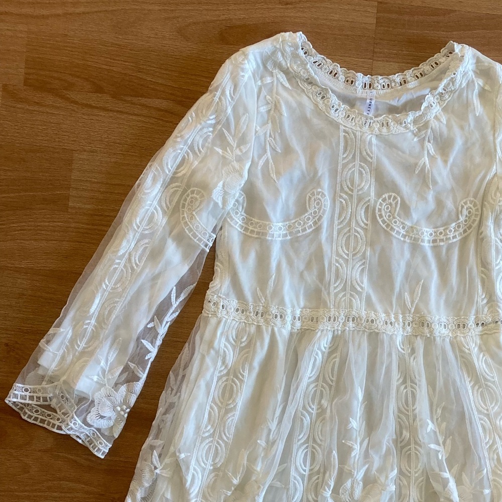 White Lace Ankle Length Dress